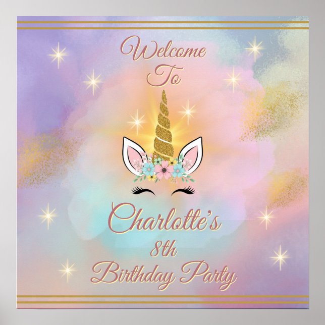 Magical Unicorn Welcome Sign | Birthday Party (Front)