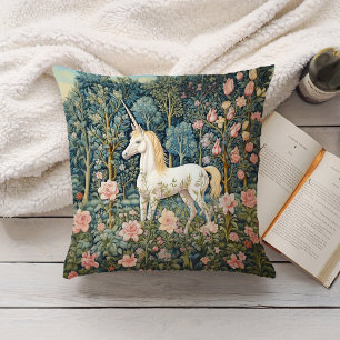 Magical Unicorn William Morris Botanical Forest Cushion