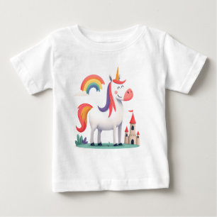 Magical Unicorn with Castle and Rainbow – Kids  Baby T-Shirt