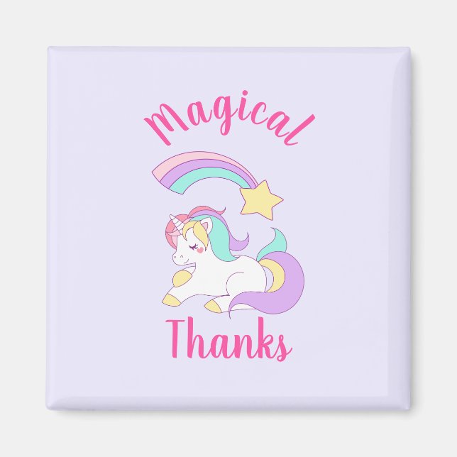Magical Unicorn with Rainbow Shooting Star Thanks Magnet (Front)
