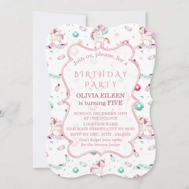 Magical Unicorns Birthday Party Girl Any Age Invitation (Front)
