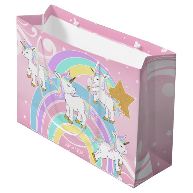 Magical Unicorns Large Gift Bag (Front Angled)