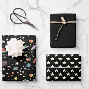 Magical Universe black Wrapping Paper Sheet