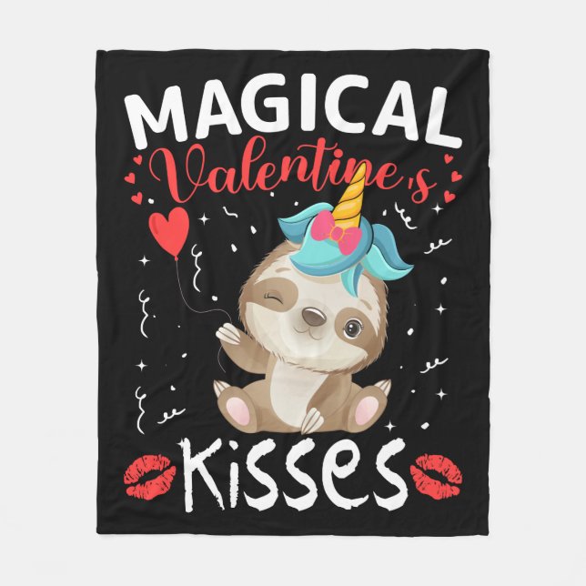 Magical Valentine's Kisses Fleece Blanket (Front)