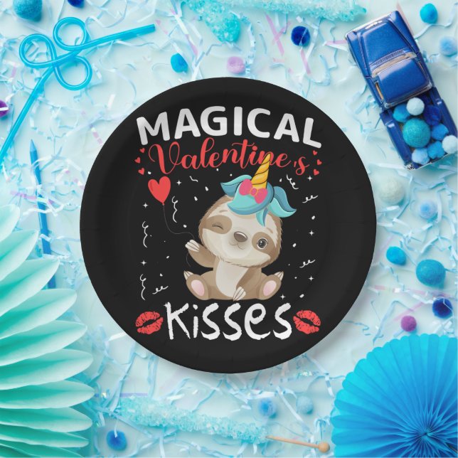 Magical Valentine's Kisses Paper Plate (Party)