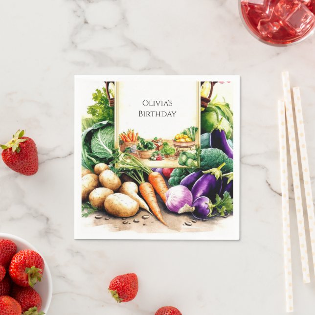 Magical Vegetables Farmers Market Birthday Napkin (Insitu)