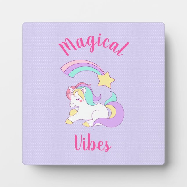 Magical Vibes Sleeping Unicorn & Shooting Star Plaque (Front)