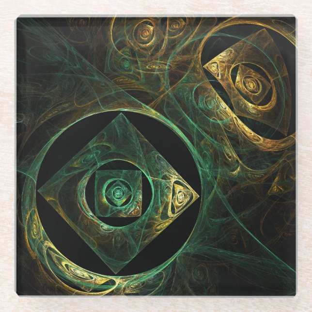 Magical Vibrations Abstract Art Glass Coaster (Front)
