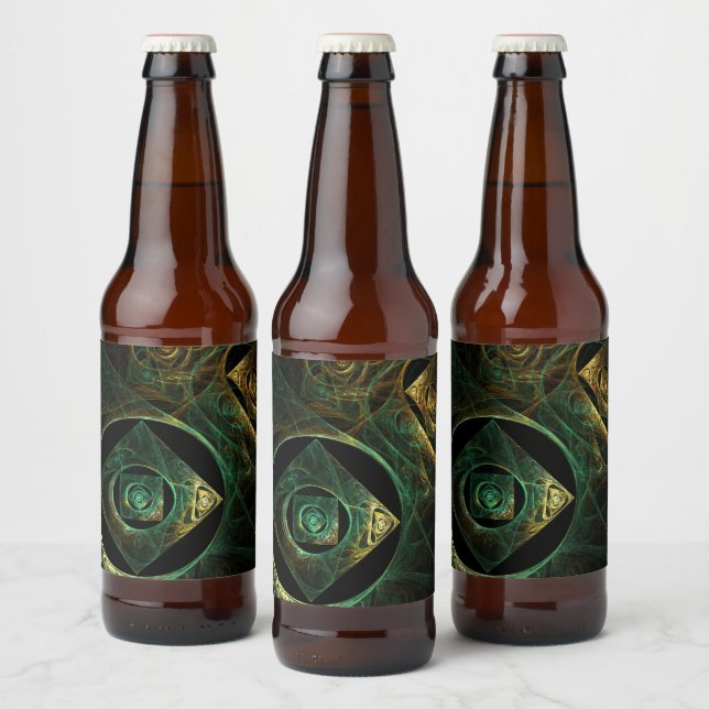 Magical Vibrations Abstract Fractal Art Design Beer Bottle Label (Bottles)