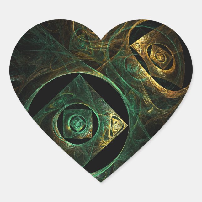 Magical Vibrations Abstract Fractal Art Design Heart Sticker (Front)