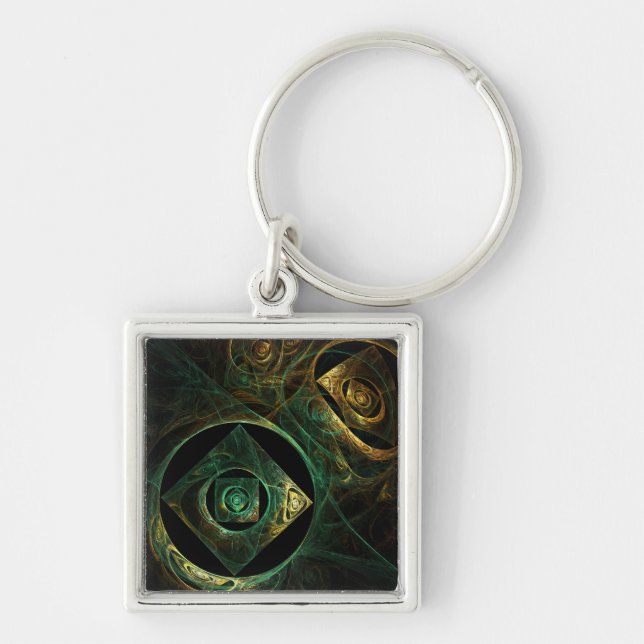Magical Vibrations Abstract Fractal Art Design Key Ring (Front)