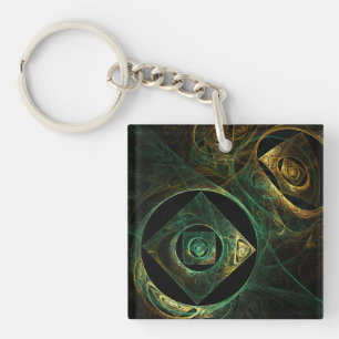 Magical Vibrations Abstract Fractal Art Design Key Ring