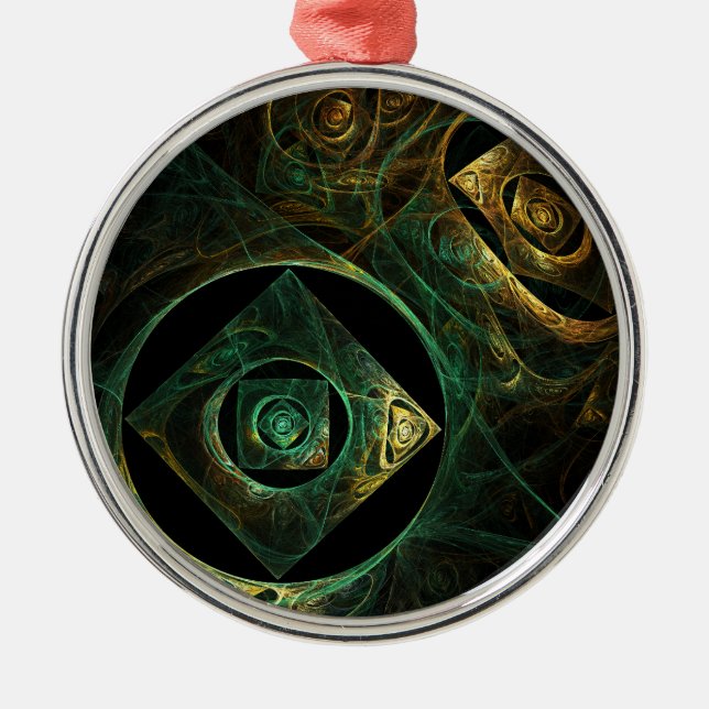 Magical Vibrations Abstract Fractal Art Design Metal Tree Decoration (Front)