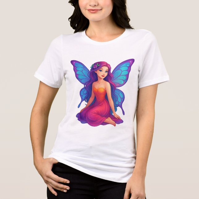 Magical Violet Fairy Enchanted Butterfly Wings Tri-Blend Shirt (Front)