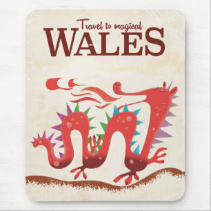 Magical Wales Dragon travel poster Mouse Pad
