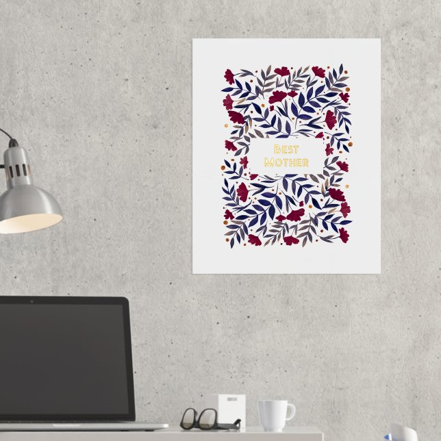 Magical Watercolor Burgundy Garden Mother's Day Foil Prints (In Situ (Desk 2))