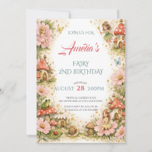 Magical Watercolor Fairy Garden Birthday Invitation