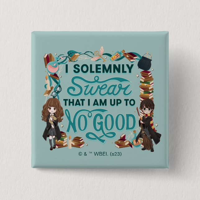 Magical Watercolor "I Solemnly Swear" 15 Cm Square Badge (Front)