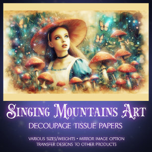 Magical Watercolor Mushroom Woods Decoupage Tissue Paper