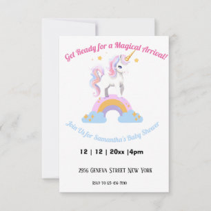 Magical watercolor Rainbow Unicorn Baby shower Invitation