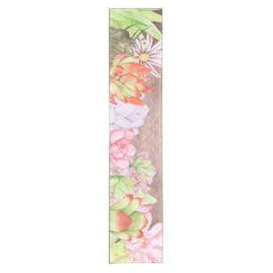 Magical Watercolor Succulents Short Table Runner