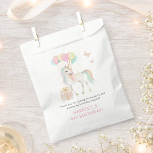 Magical Watercolor Unicorn Any Age Birthday Favour Bags