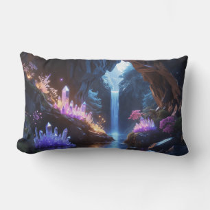 Magical Waterfall Crystal Cave Lumbar Cushion