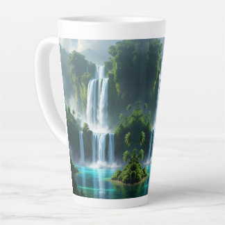 magical waterfall landscape latte mug