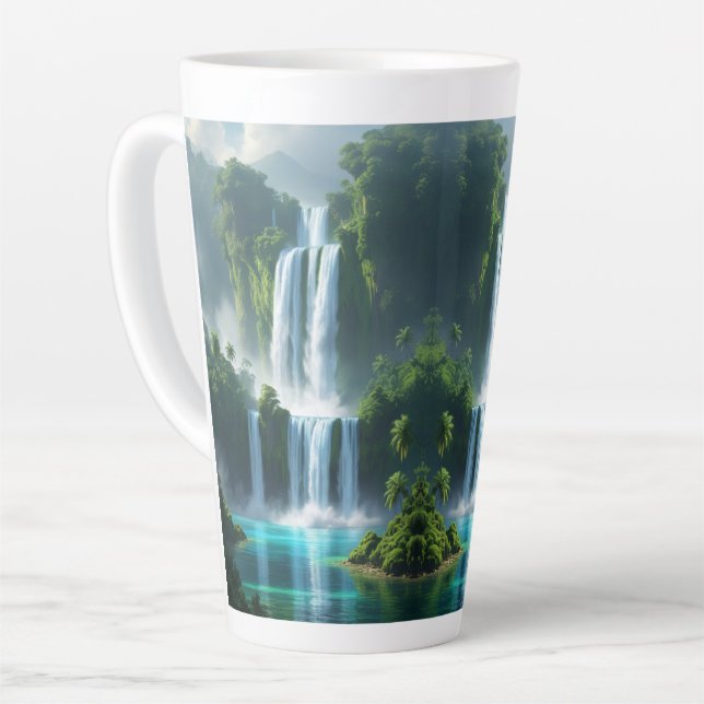 magical  waterfall landscape latte mug (Left Angle)