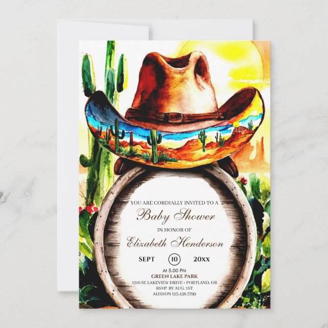 Magical Western Hat Cowboy Baby Shower Invitation (Front)