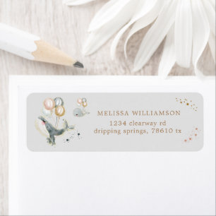 Magical Whales Balloons Stars Return Address Label