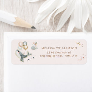 Magical Whales Balloons Stars Return Address Label