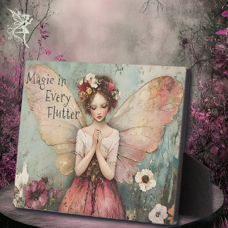 Magical Whimsical Fairy & Flower Garden with Quote Plaque
