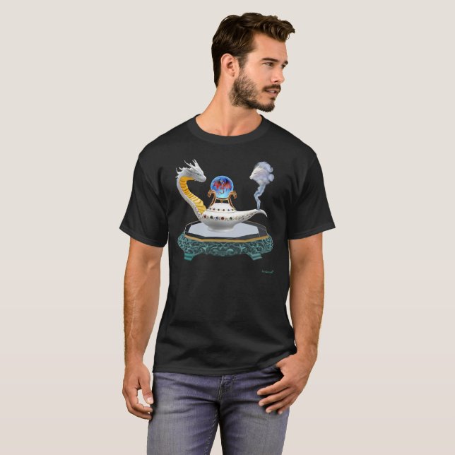 Magical White Ceramic Dragon Lamp T-Shirt (Front Full)