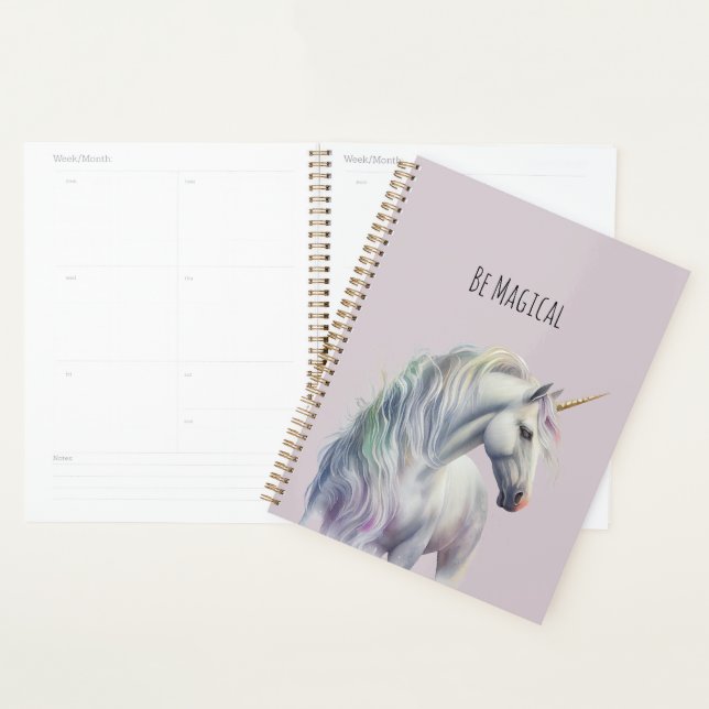 Magical White Gold Horn Unicorn  Planner (Display)