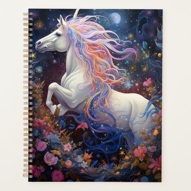 Magical White Horse Fantasy Art Planner (Front)