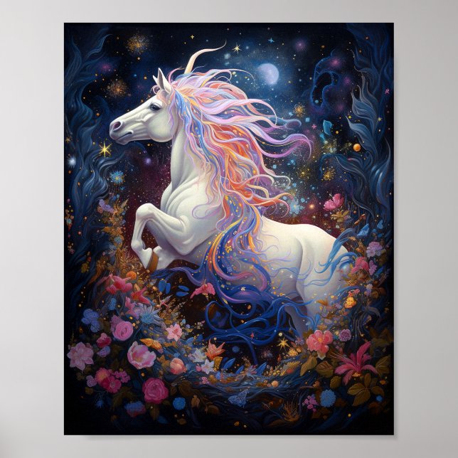 Magical White Horse Fantasy Art Poster (Front)