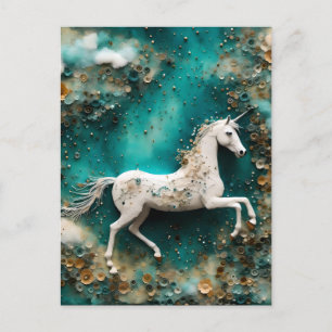 Magical White Unicorn Postcard