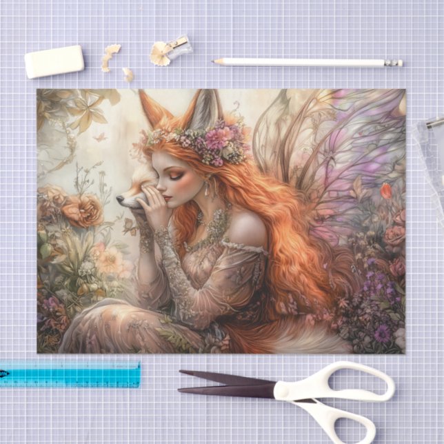 Magical Winged Fox Fairy Decoupage Tissue Paper (Craft)