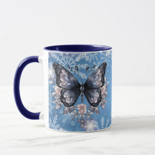 Magical Winter Butterfly with Snowflakes Mug