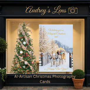 Magical Winter Carriage Ride Christmas Photo Card