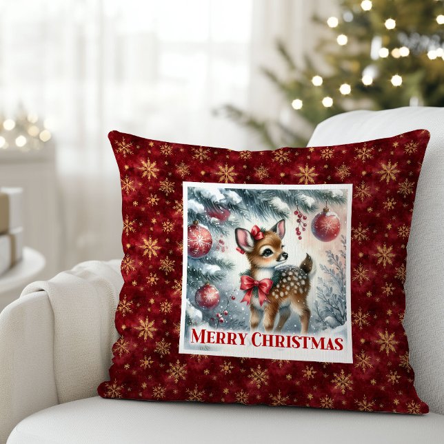 Magical Winter Deer Soft Forest Gift Christmas  Cushion (Magical Winter Deer Soft Forest Gift Christmas pillow)