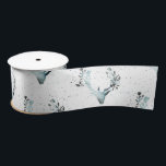 Magical Winter DeerHead Silver Blue Snow Christmas Satin Ribbon<br><div class="desc">A magical winter with this elegant deer head against silver blue snow.  The perfect gift wrap for this Christmas holiday season.</div>