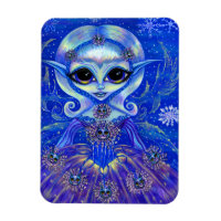 Magical Winter Fairy Girl Cats Snowflakes Big Eyes