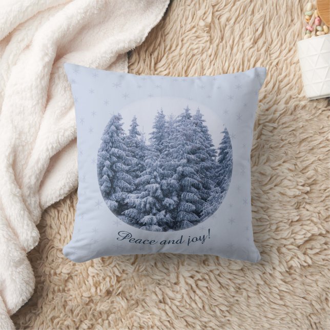 Magical winter forest -  blue, custom  cushion (Blanket)