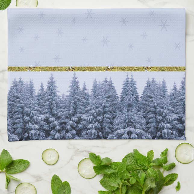 Magical winter forest - custom  tea towel (Folded)
