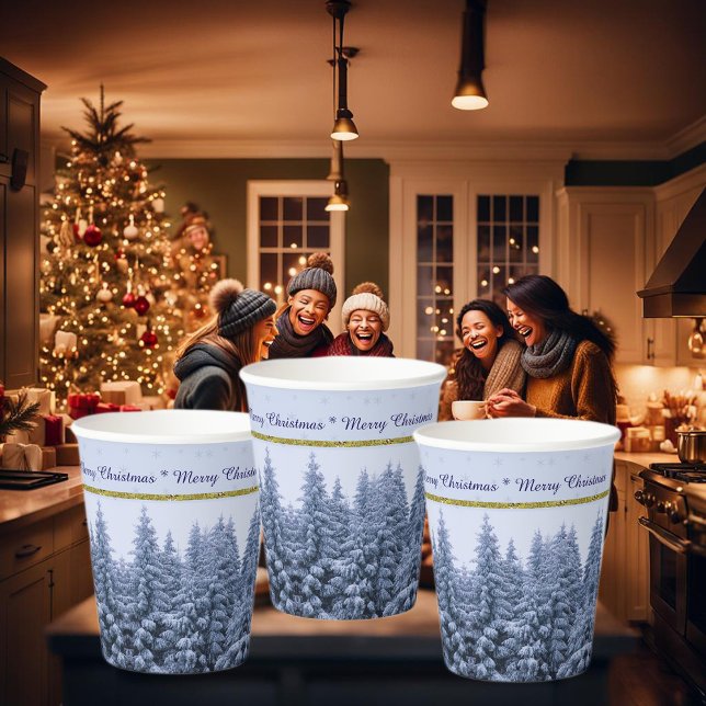Magical winter forest - festive custom  paper cups (Creator Uploaded)