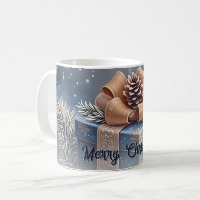 Magical Winter Merry Christmas Gift Scene Coffee Mug (Front Left)