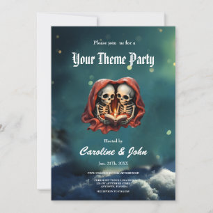 Magical winter moments, two skeletons invitation