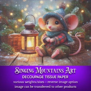 Magical Winter Mouse & Lantern Christmas Decoupage Tissue Paper